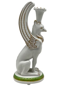 PORCELAIN GRIFFIN FIGURAL CANDLESTICK 9"
