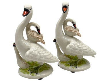 CHELSEA HOUSE PORCELAIN SWAN FIGURINES 5"