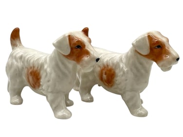 PAIR OF PORCELAIN FOX TERRIER FIGURINES 6"