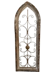 GOTHIC CHURCH WINDOW FRAME WROUGHT IRON SCROLL