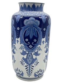 PIER 1 LARGE BLUE AND WHITE PORCELAIN VASE 15"