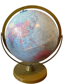 VINTAGE GLOBE ON METAL BASE 12"