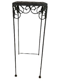 WROUGHT IRON PLANT STAND WITH MARBLE SHELF 27"