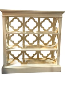 WHITEWASHED WOODEN BOOKCASE W OPEN SHELVING 44"