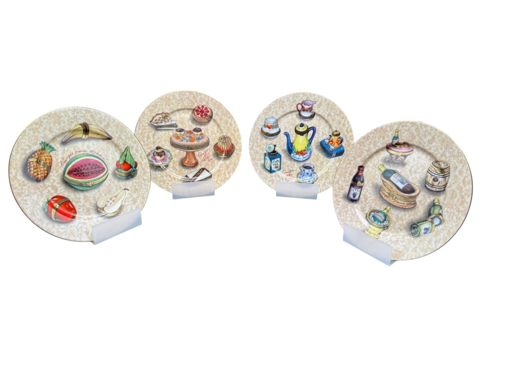 4 VTG PORCELAIN PLATES BY GRAND FEU LIMOGES (1 of 4)