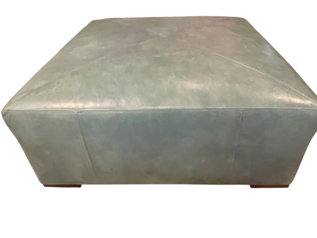 LEXINGTON TEAL UPHOLSTERED OTTOMAN 40" (1 of 8)