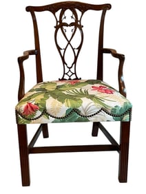 BAKER FURNITURE CARVED CHIPPENDALE STYLE ARMCHAIR