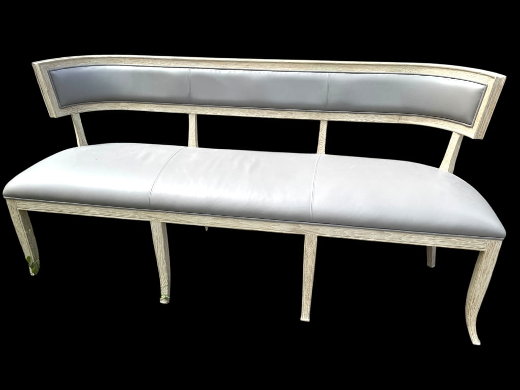 MODERN CURVED WOOD FRAME BENCH 71" (1 of 6)