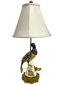 PORCELAIN PHEASANT FIGURAL TABLE LAMP 23"