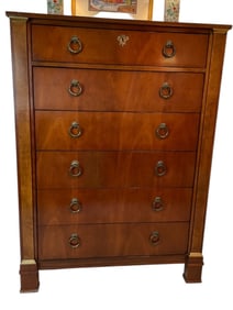 BAKER FURNITURE NEOCLASSICAL TALL CHEST OF DRAWERS