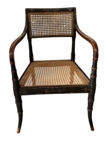 ANTIQUE HAND-PAINTED CHINOISERIE STYLE ARMCHAIR