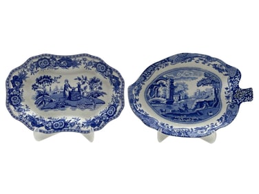 PAIR OF SPODE BLUE & WHITE PORCELAIN DISHES 6"