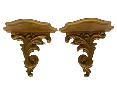 PAIR OF SYROCO GILTWOOD WALL SHELVES 9.5"