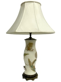 PORCELAIN FLORAL TABLE LAMP WITH SHADE 29"