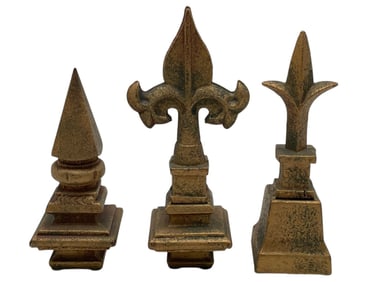 SET OF 3 ANTIQUE-STYLE BRASS FINIAL PAPERWEIGHTS