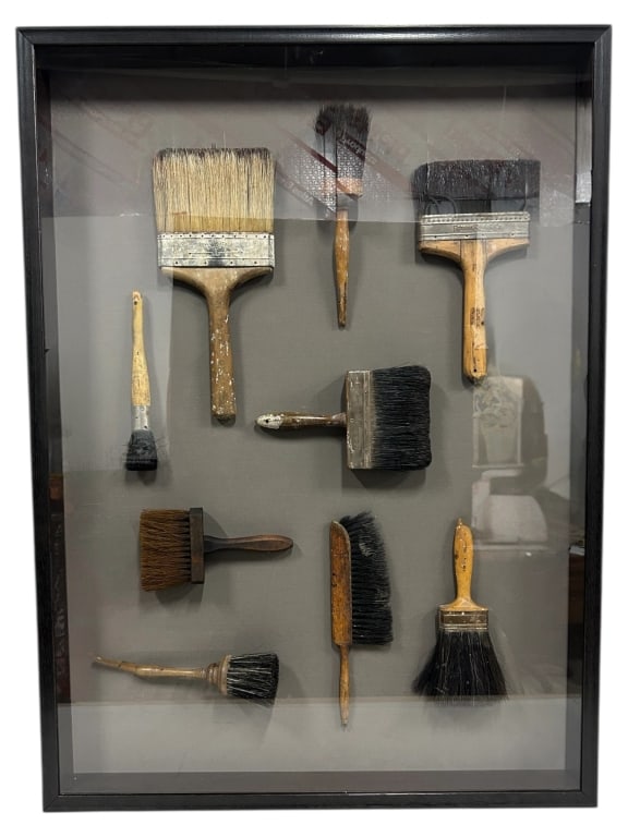 FRAMED VINTAGE PAINTBRUSH COLLECTION ART 46" (1 of 3)