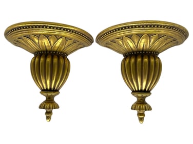 PAIR OF GILT WALL SCONCE SHELVES 9"
