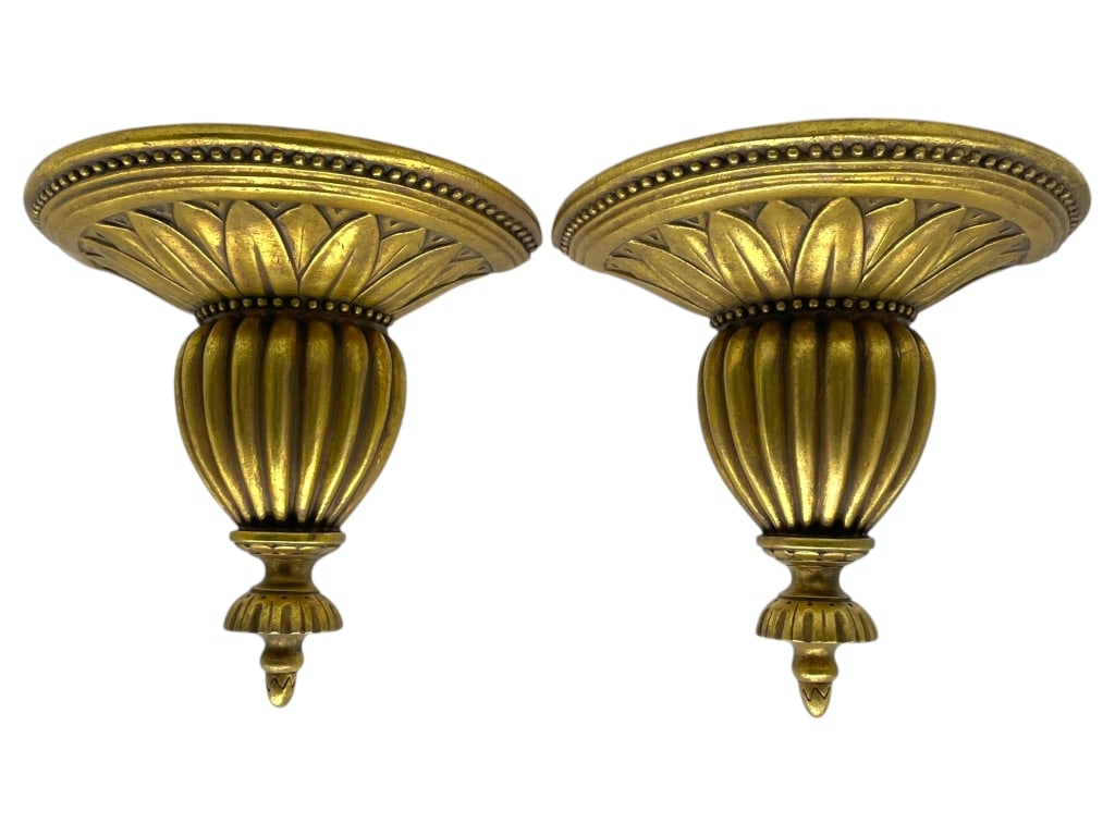 PAIR OF GILT WALL SCONCE SHELVES 9" (1 of 7)