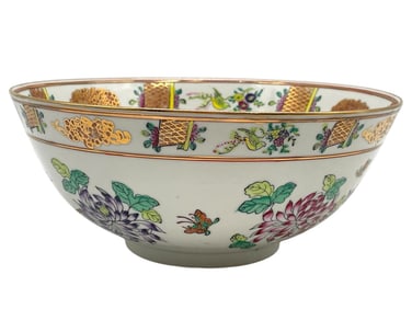 CHINESE FAMILLE ROSE BOWL W FLORAL & BUTTERFLY