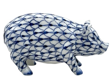 ANDREA BY SADEK FISHNET PORCELAIN PIG FIGURINE 6"