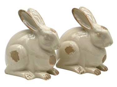 PAIR OF VINTAGE-STYLE CERAMIC RABBIT FIGURINES