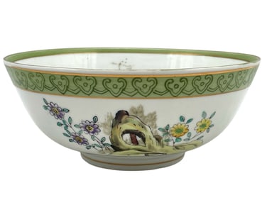 PORCELAIN BOWL WITH FLORAL AND LANDSCAPE SCENE