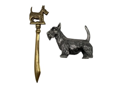SCOTTIE DOG LETTER OPENER AND FIGURINE PAIR