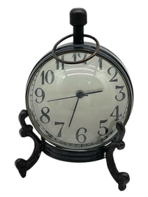 VINTAGE-STYLE BLACK METAL DESK CLOCK 3.5"