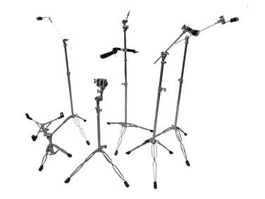 LOT OF 6 DRUM STANDS WITH ACCESSORIES