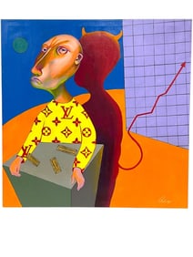 TADEO ZAVALETA EXPRESSIONIST STOCK PAINTING 30"