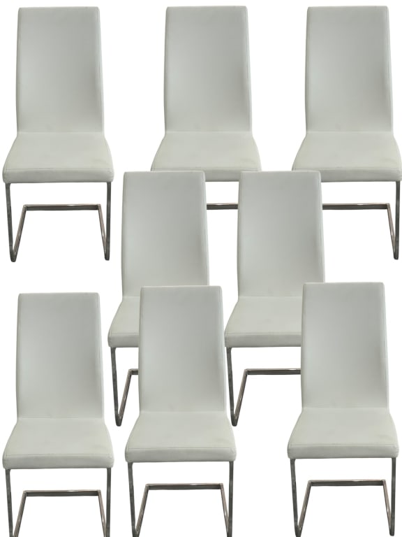 SET OF 8 MODERN WHITE CANTILEVER DINING CHAIRS (1 of 6)