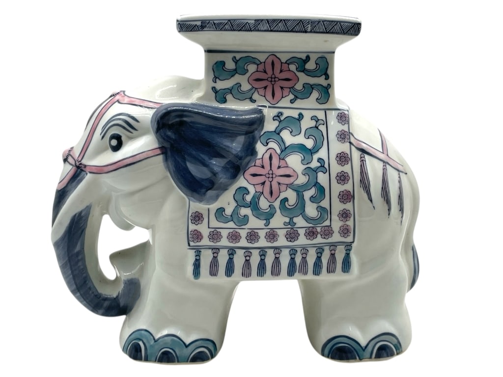 CHINESE PORCELAIN ELEPHANT PLANT STAND 12" (1 of 8)