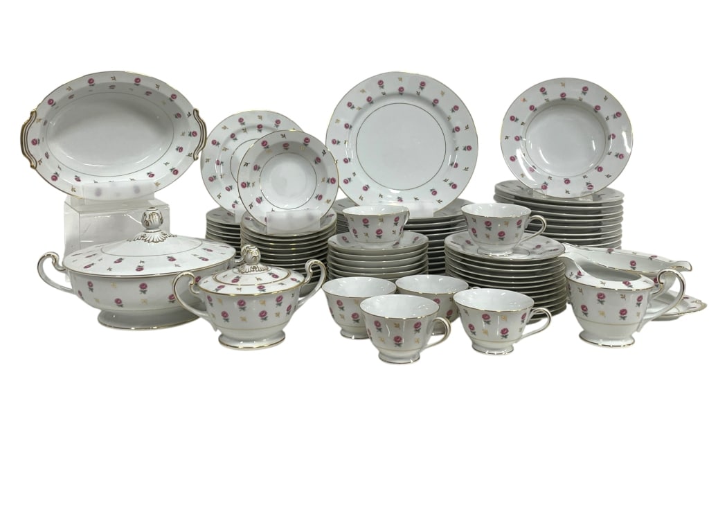 70-PIECE NORITAKE CHINA SET "ROSALIE" PATTERN (1 of 6)