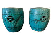 VINTAGE TURQUOISE GLAZED CHINESE GARDEN STOOLS
