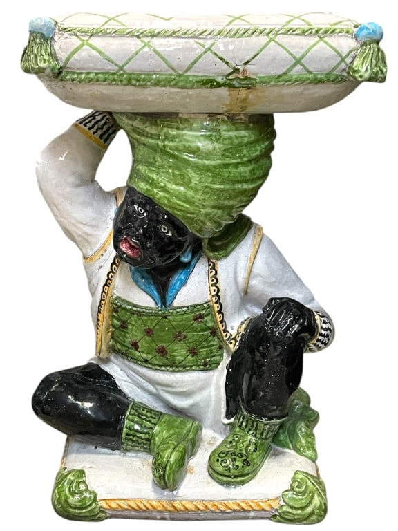MAJOLICA FIGURAL BLACKAMOOR PLANTER STAND 23" (1 of 10)