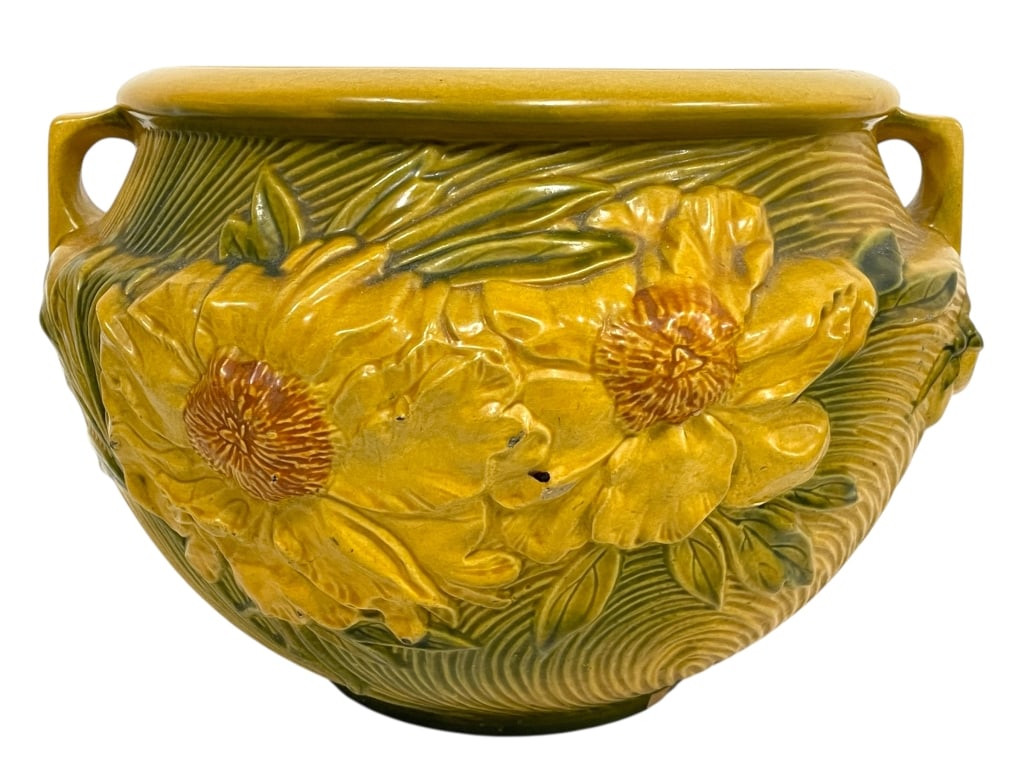 ROSEVILLE POTTERY PEONY JARDINIERE POT 14" (1 of 6)