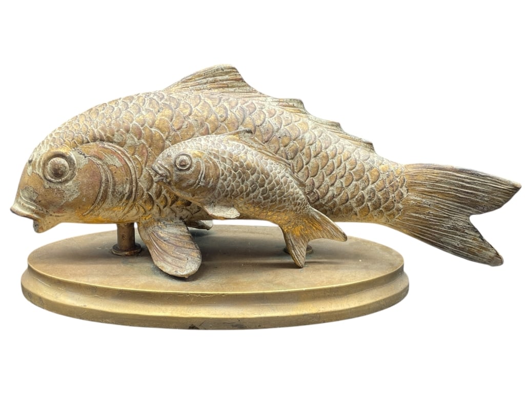 BRONZED SCULPTURE OF TWO FISH ON OVAL BASE 22" (1 of 9)