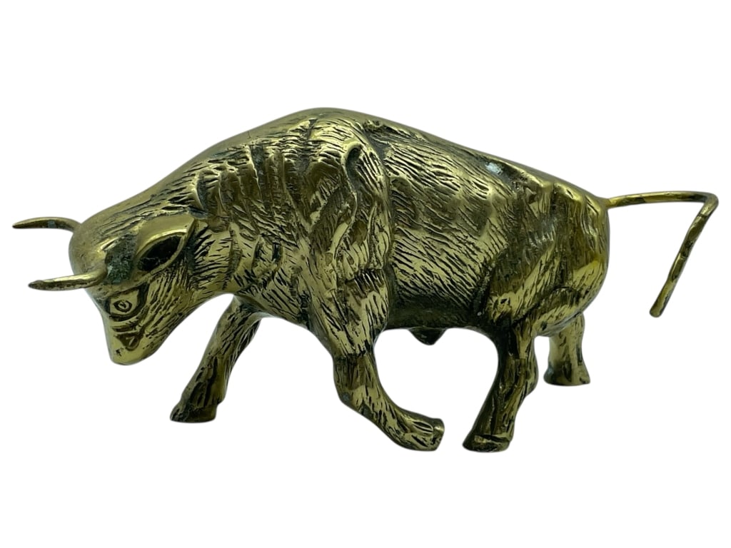 VINTAGE BRASS BULL SCULPTURE 9" (1 of 10)