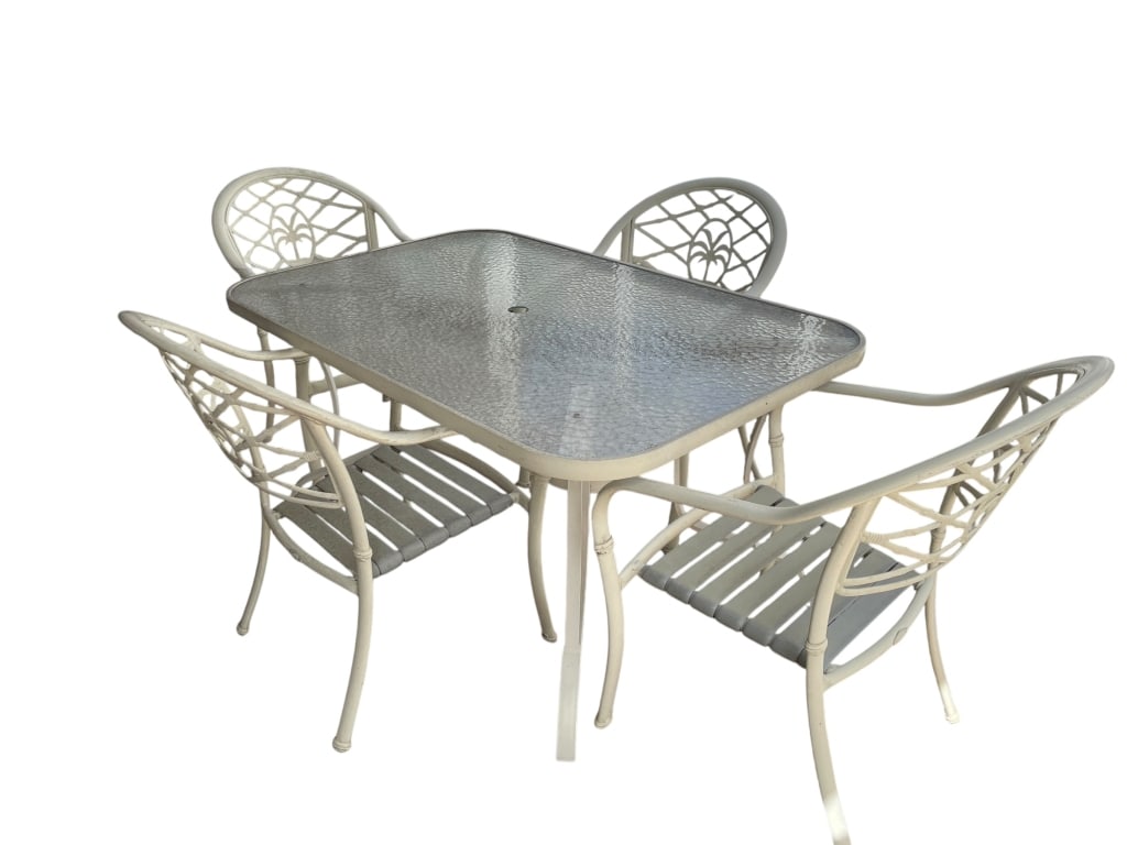 VTG CAST ALUMINUM PALM TREE 8 PC PATIO DINING SET (1 of 11)