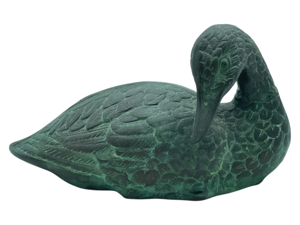 VINTAGE BRONZE PATINA DUCK SCULPTURE 9" (1 of 7)
