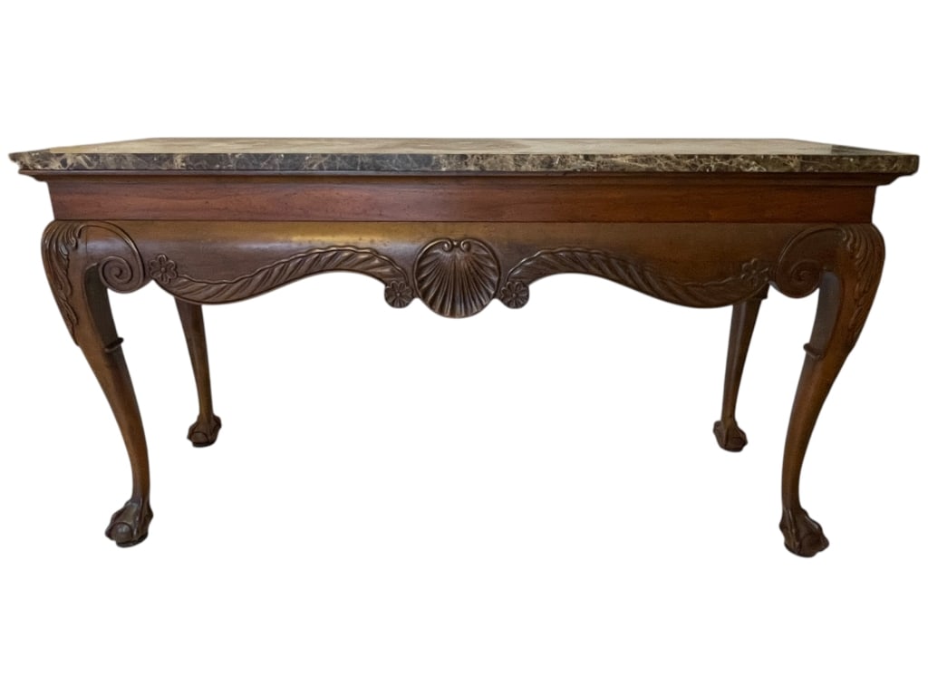 CHIPPENDALE STYLE MARBLE TOP CONSOLE TABLE (1 of 8)