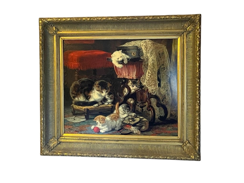 AFTER HENRIETTE RONNER-KNIP KITTENS PAINTING 33" (1 of 4)