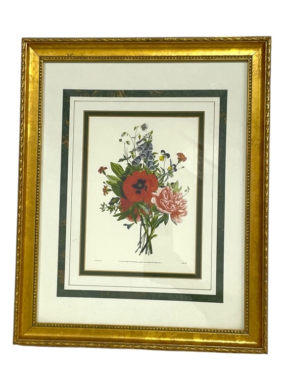 FRAMED BOTANICAL FLORAL PRINT WITH GILT FRAME 16" (1 of 4)