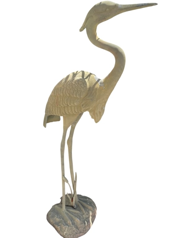 LARGE DECORATIVE GARDEN HERON STATUE (1 of 6)