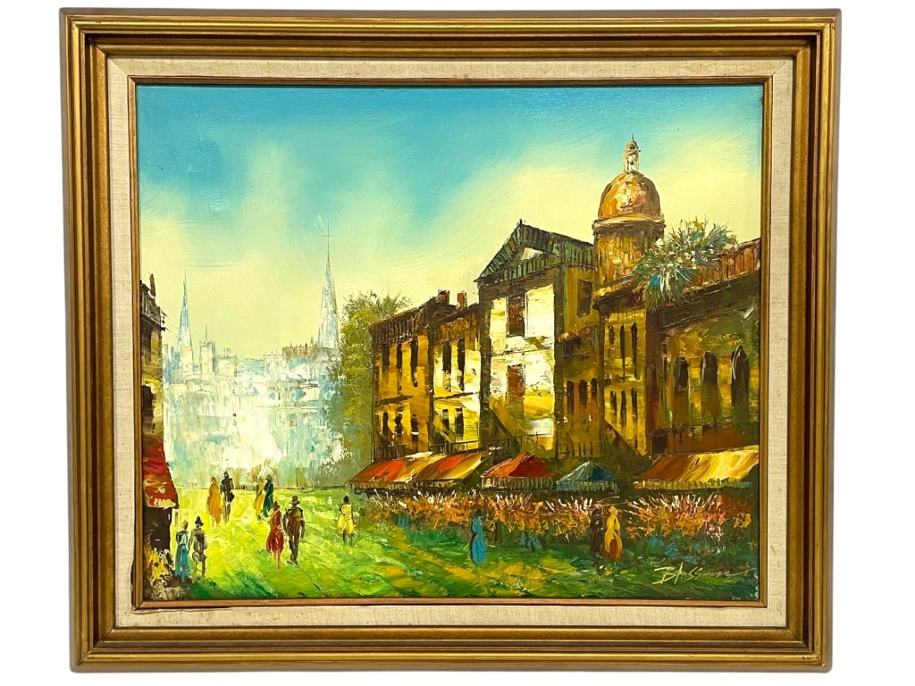 IMPASTO OIL ON CANVAS EUROPEAN STREET SCENE 28.5" (1 of 5)