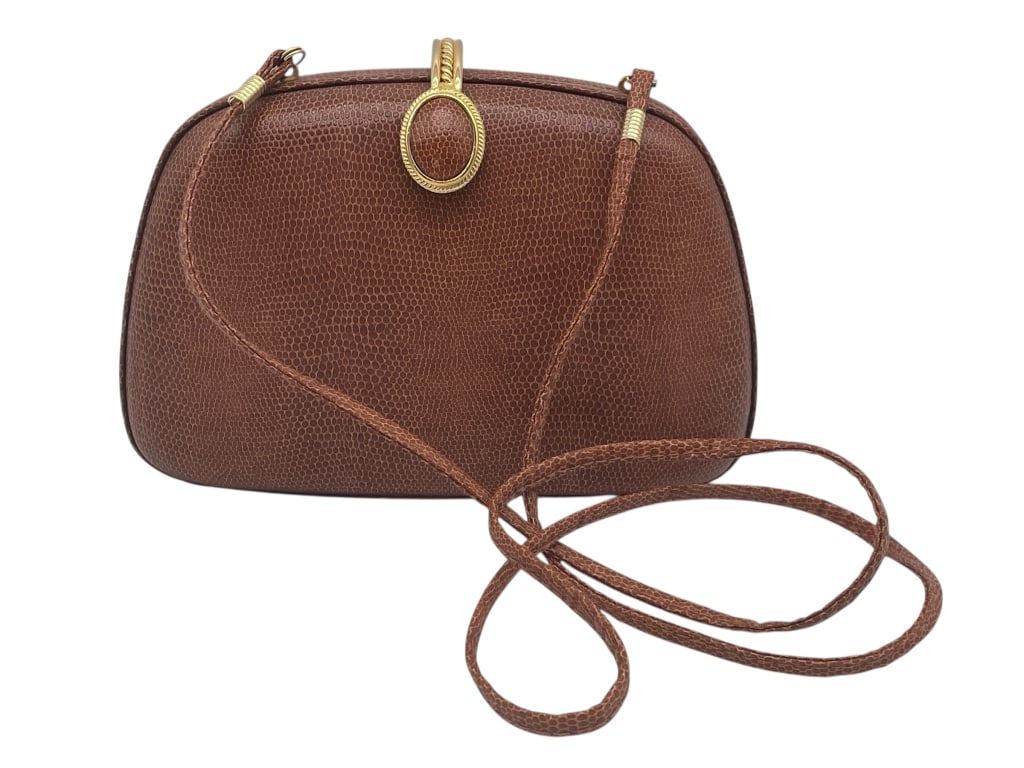 RPB DESIGNS BROWN LIZARD-STYLE LEATHER HANDBAG (1 of 9)