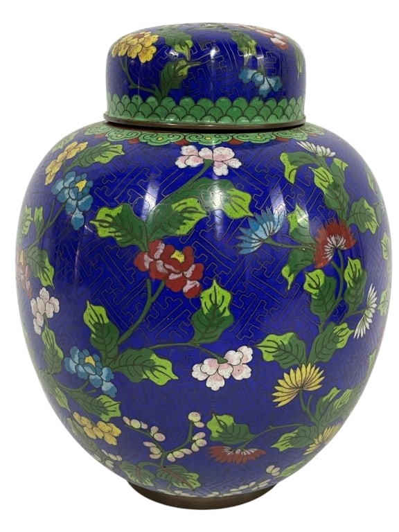 LARGE VINTAGE CHINESE CLOISONNE GINGER JAR 10" (1 of 7)