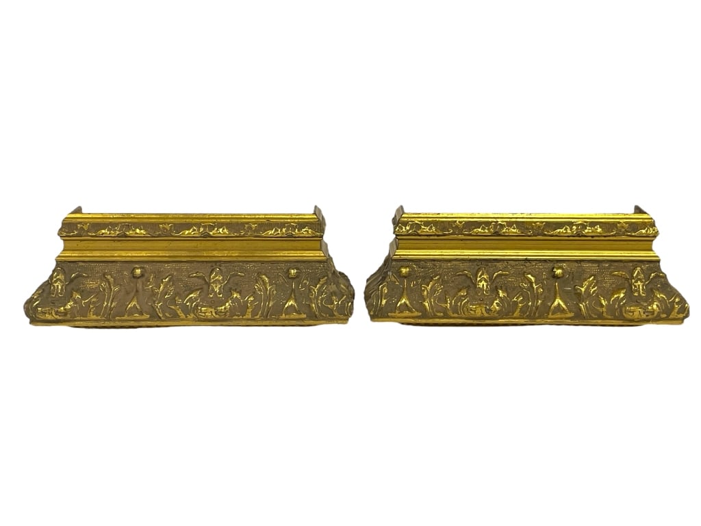 GILT DECORATIVE WALL SHELVES W RELIEF DETAILING 9" (1 of 8)