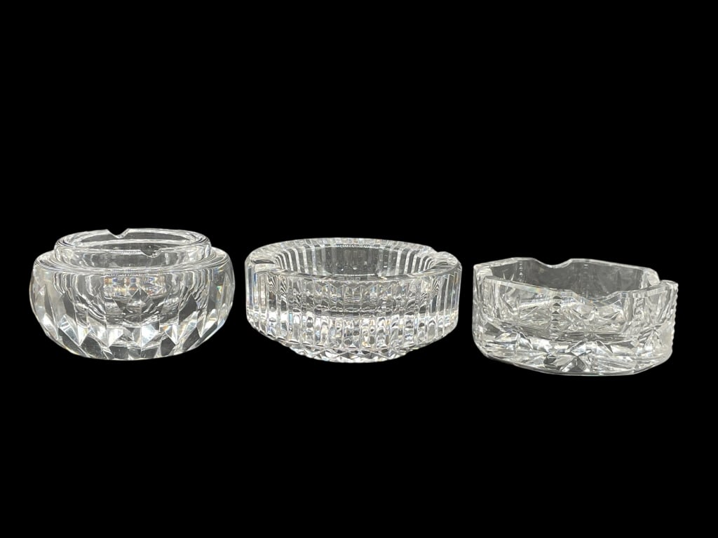 3 WATERFORD CRYSTAL ASHTRAYS (1 of 8)