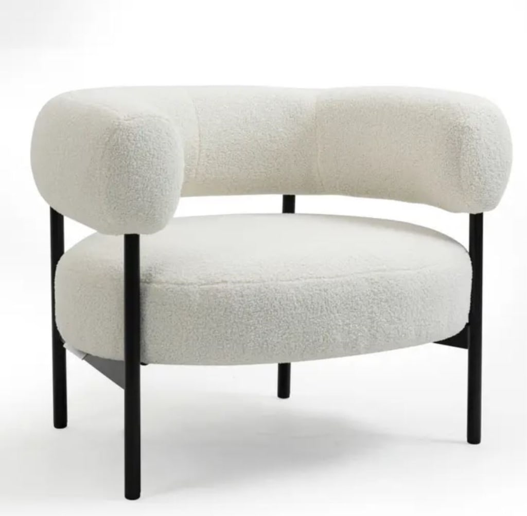 NEW AYUKA WHITE BOUCLE FABRIC ACCENT CHAIR (1 of 4)